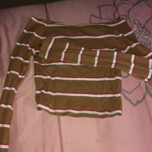 off the shoulder striped crop top